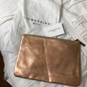 Liebeskind Taupe-Bronze Leather Clutch Never Used